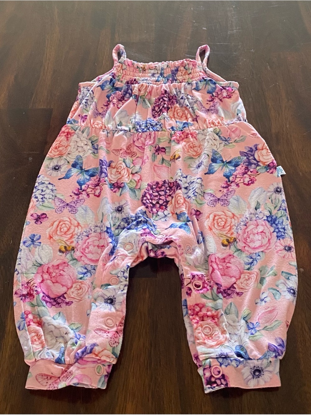 Posh Peanut Smoked Spaghetti Jumpsuit Floral & Butterfly